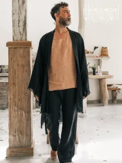 Chintamani Alchemistry Men's Linen Kimono / Black^ Kimono & Coat
