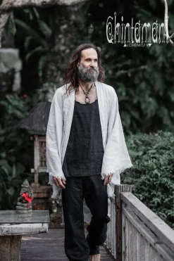 Chintamani Alchemistry Men's Linen Kimono / Grey^ Kimono & Coat