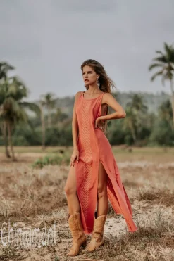 Chintamani Alchemistry Organic Corner Dress / Coral Rose^ Maxi Dress