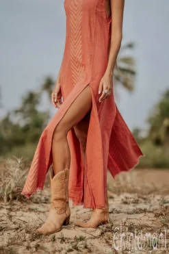 Chintamani Alchemistry Organic Corner Dress / Coral Rose^ Maxi Dress