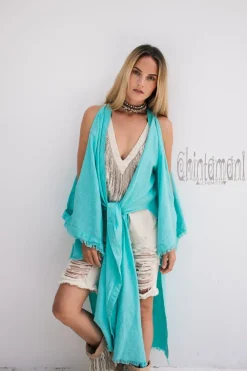Chintamani Alchemistry Organic Cotton Cardigan / Turquoise^ Kimono & Cover Up