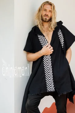 Chintamani Alchemistry Organic Hooded Shirt / Black^ Button Shirt