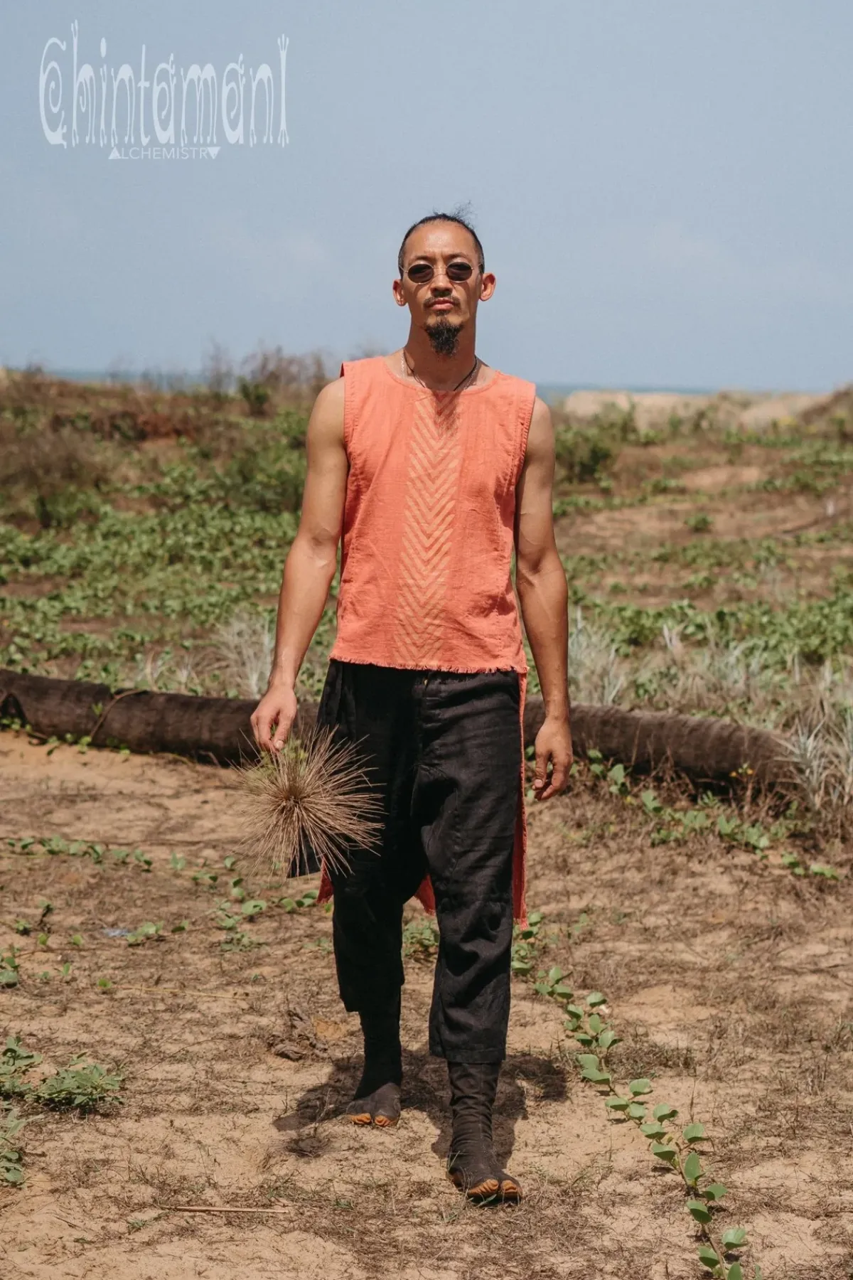 Chintamani Alchemistry Organic Long Top / Salmon Red^ Tops & T-shirt