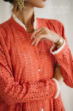 Chintamani Alchemistry Organic Maxi Dress / Coral Rose^ Shirt Dress|Maxi Dress
