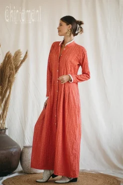 Chintamani Alchemistry Organic Maxi Dress / Coral Rose^ Shirt Dress|Maxi Dress
