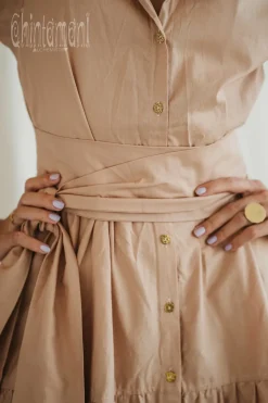 Chintamani Alchemistry Organic Maxi Dress / Cream^ Shirt Dress|Maxi Dress