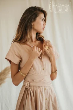 Chintamani Alchemistry Organic Maxi Dress / Cream^ Shirt Dress|Maxi Dress