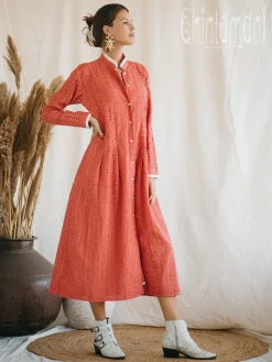 Chintamani Alchemistry Organic Midi Dress / Coral Rose^ Shirt Dress|Mini & Midi Dress
