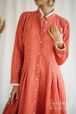 Chintamani Alchemistry Organic Midi Dress / Coral Rose^ Shirt Dress|Mini & Midi Dress