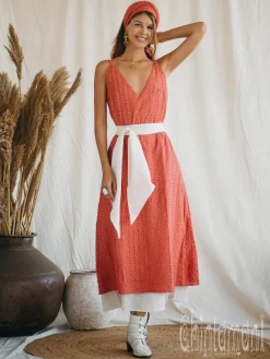Chintamani Alchemistry Organic V Dress / Coral Rose^ Maxi Dress
