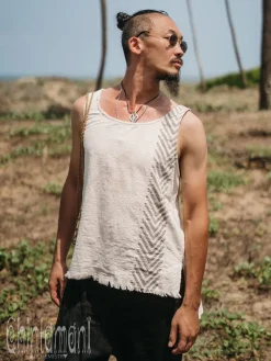 Chintamani Alchemistry Organic Vest Top / Light Grey^ Tops & T-shirt