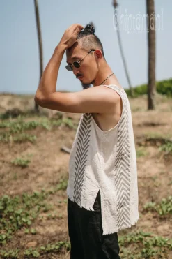 Chintamani Alchemistry Organic Vest Top / Light Grey^ Tops & T-shirt