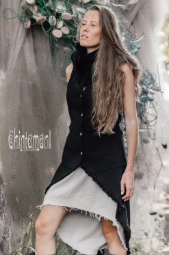 Chintamani Alchemistry Сotton Boho Vest/ Black^ Jackets & Coats