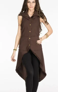 Chintamani Alchemistry Сotton Boho Vest / Brown^ Jackets & Coats