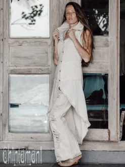 Chintamani Alchemistry Сotton Boho Vest / Off White^ Jackets & Coats
