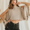 Chintamani Alchemistry Poncho Crop Top / Beige^ T-shirt & Tunic