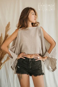 Chintamani Alchemistry Poncho Crop Top / Beige^ T-shirt & Tunic
