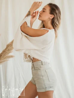 Chintamani Alchemistry Poncho Crop Top / Off White^ T-shirt & Tunic