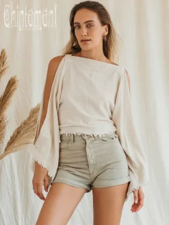 Chintamani Alchemistry Poncho Crop Top / Off White^ T-shirt & Tunic