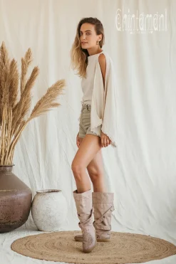 Chintamani Alchemistry Poncho Crop Top / Off White^ T-shirt & Tunic