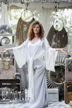 Chintamani Alchemistry Pure Silk Kimono / White^ Silk Clothes|Kimono & Cover Up