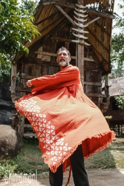 Chintamani Alchemistry Raw Cotton Cloak / Red Ochre^ Kimono & Coat