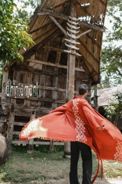 Chintamani Alchemistry Raw Cotton Cloak / Red Ochre^ Kimono & Coat