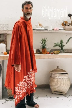 Chintamani Alchemistry Raw Cotton Cloak / Red Ochre^ Kimono & Coat