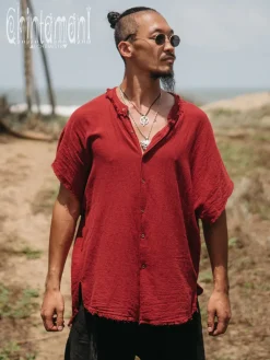 Chintamani Alchemistry Raw Cotton Shirt / Red Ochre^ Button Shirt