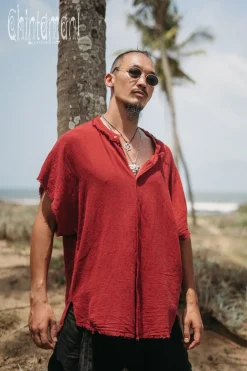 Chintamani Alchemistry Raw Cotton Shirt / Red Ochre^ Button Shirt