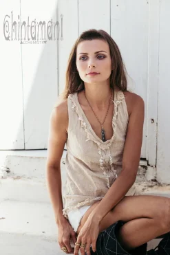 Chintamani Alchemistry Raw Cotton V Top / Beige^ Tank Top