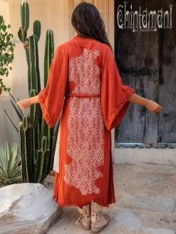 Chintamani Alchemistry Raw Printed Kimono / Red Ochre^ Kimono & Cover Up