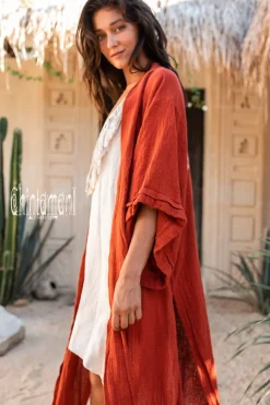 Chintamani Alchemistry Raw Printed Kimono / Red Ochre^ Kimono & Cover Up
