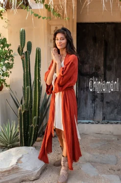Chintamani Alchemistry Raw Printed Kimono / Red Ochre^ Kimono & Cover Up