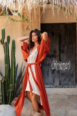 Chintamani Alchemistry Raw Printed Kimono / Red Ochre^ Kimono & Cover Up
