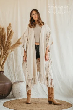 Chintamani Alchemistry Raw Tassel Poncho / Off White^ Kimono & Cover Up
