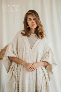 Chintamani Alchemistry Raw Tassel Poncho / Off White^ Kimono & Cover Up