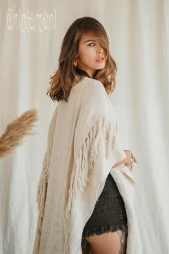 Chintamani Alchemistry Raw Tassel Poncho / Off White^ Kimono & Cover Up
