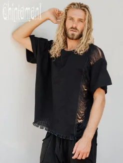 Chintamani Alchemistry Ripped Organic Top / Black^ Tops & T-shirt