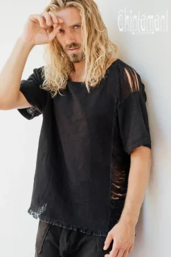 Chintamani Alchemistry Ripped Organic Top / Black^ Tops & T-shirt