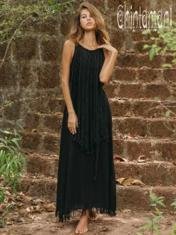 Chintamani Alchemistry Rope Collar Dress / Black^ Maxi Dress