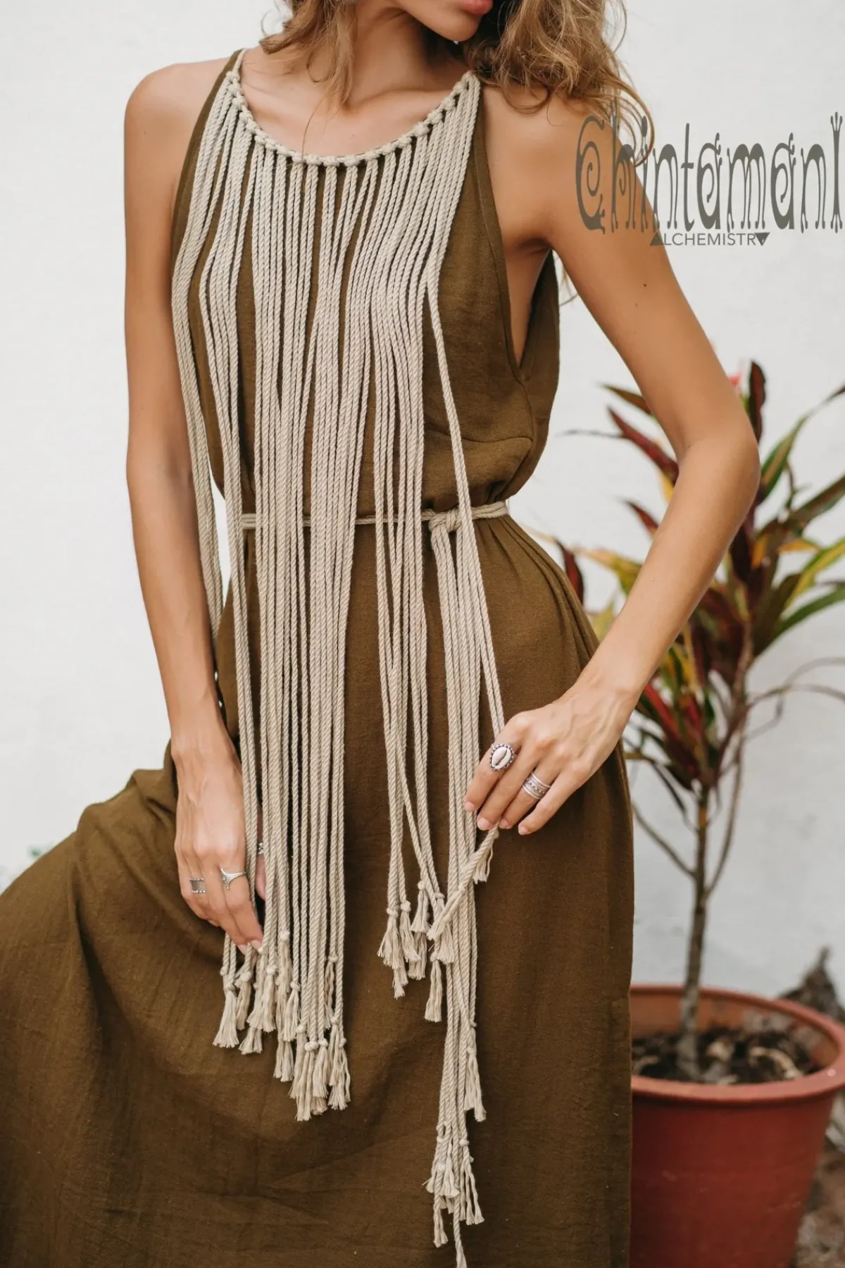 Chintamani Alchemistry Rope Collar Dress / Brown^ Maxi Dress