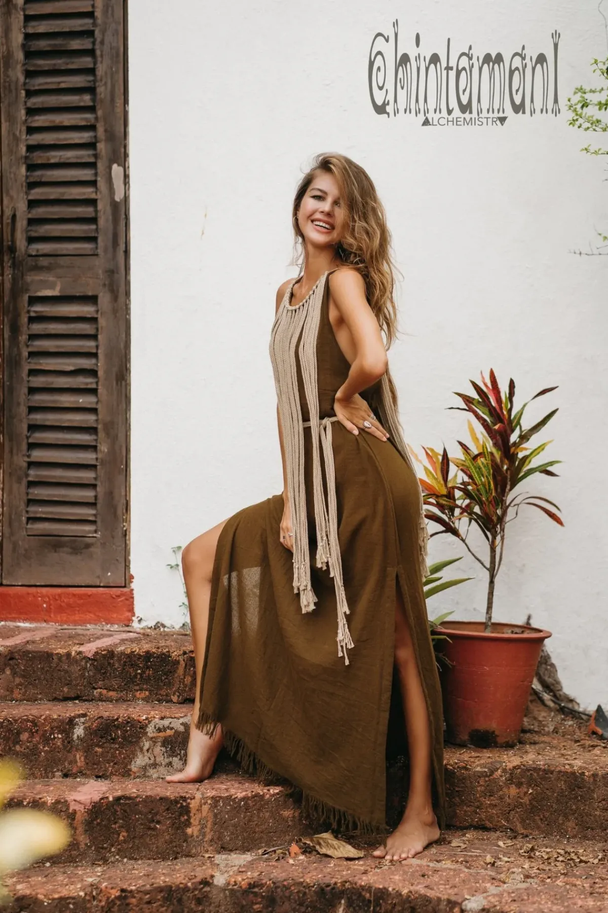 Chintamani Alchemistry Rope Collar Dress / Brown^ Maxi Dress