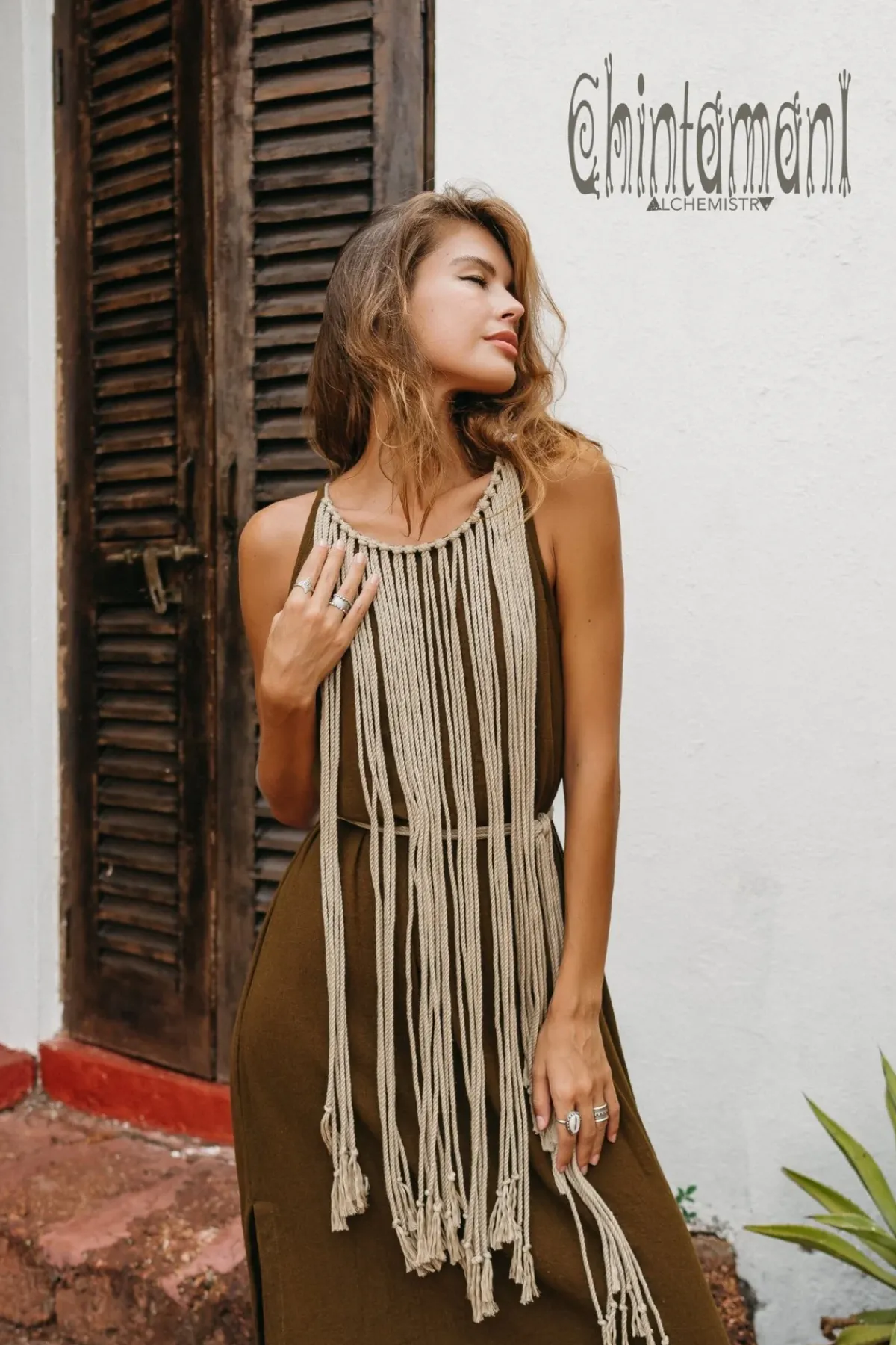 Chintamani Alchemistry Rope Collar Dress / Brown^ Maxi Dress