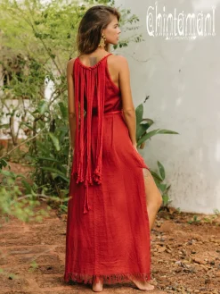 Chintamani Alchemistry Rope Collar Dress / Red Ochre^ Maxi Dress