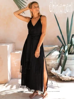 Chintamani Alchemistry Sleeveless Raw Wrap Dress / Black^ Wrap Dress