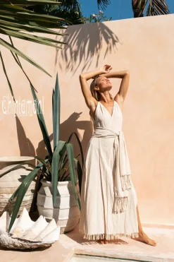 Chintamani Alchemistry Sleeveless Raw Wrap Dress / Off White^ Wrap Dress