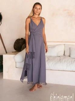 Chintamani Alchemistry Sleeveless Raw Wrap Dress / Purple^ Wrap Dress