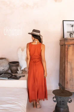 Chintamani Alchemistry Sleeveless Raw Wrap Dress / Red Ochre^ Wrap Dress