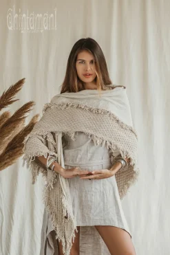 Chintamani Alchemistry Triangle Cotton Scarf / Off White^ Shawls & Scarfs